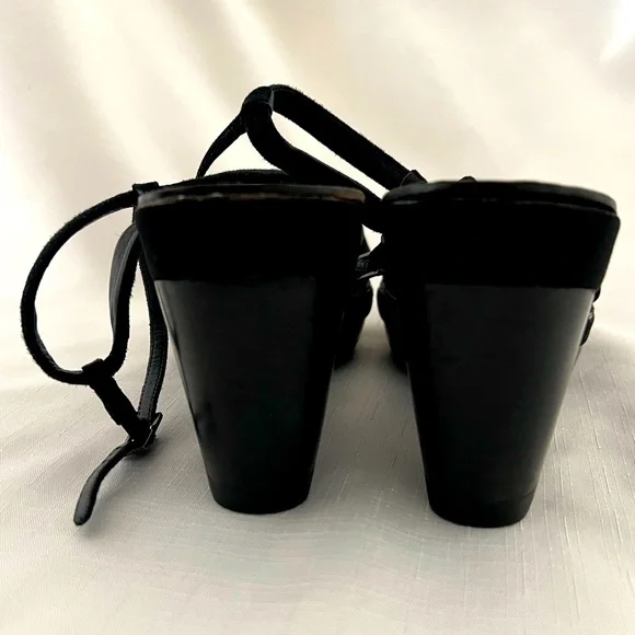 Cole Haan / Nike Air / Satin & Leather Black Wedge / πHPπ - Picture 8 of 12